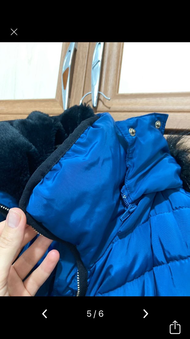 Koton Uzun mavi Fermuarlı Kadın Kış Montu - Görsel 4