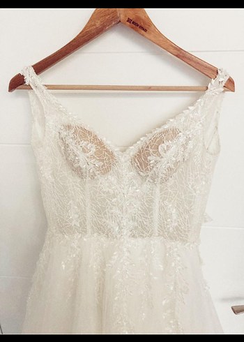 Modern Klasik A Kesim Beyaz Gelinlik - Görsel 4