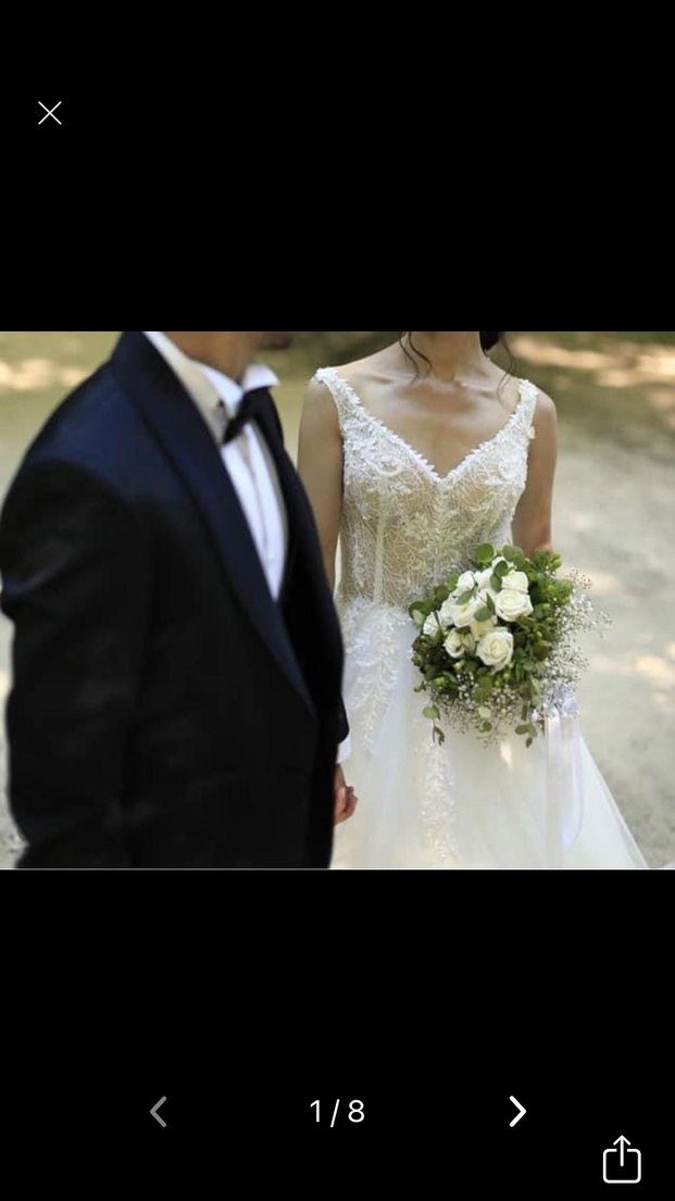 Modern Klasik A Kesim Beyaz Gelinlik - Görsel 2