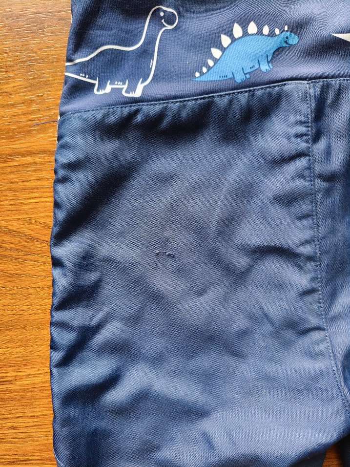 Tchibo Mavi Dinozor Desenli Fermuarlı Bebek Tulum - Görsel 4