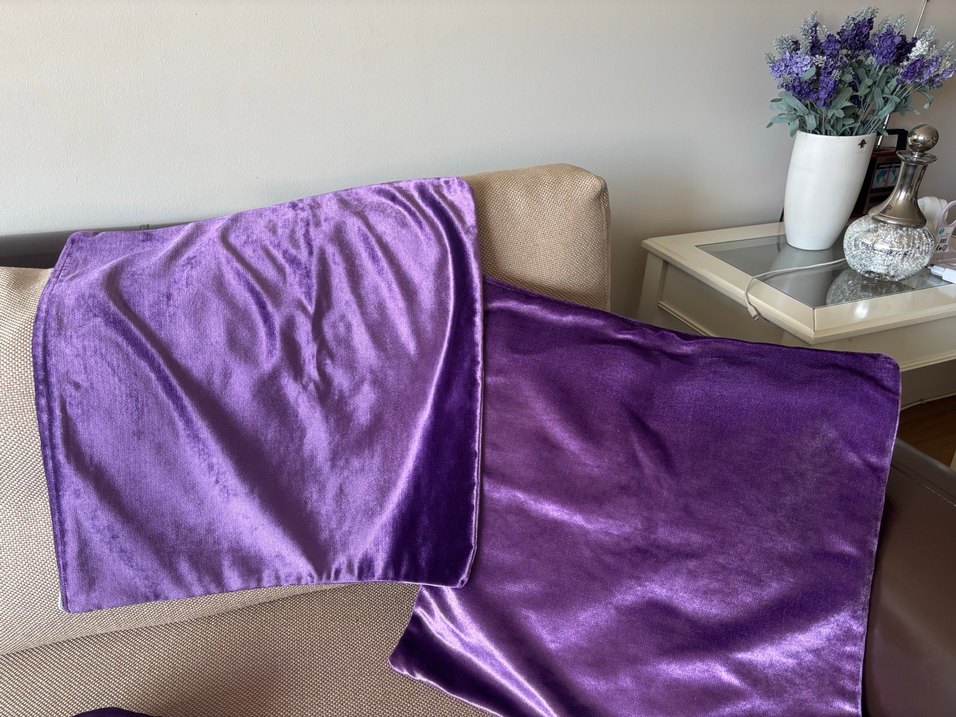 Çeşitli ebatlarda kırlentk Mor Kadife Yastık Kılıfı - Görsel 2