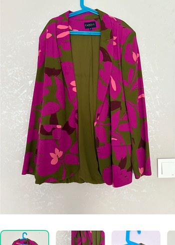 Zara Canli Cicek Desenli Pembe Haki Blazer