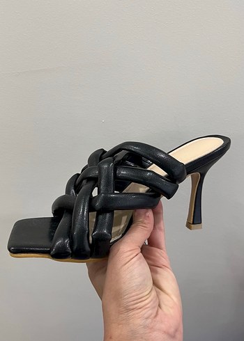 Siyah Stiletto Topuklu Kadın Terlik - Görsel 9