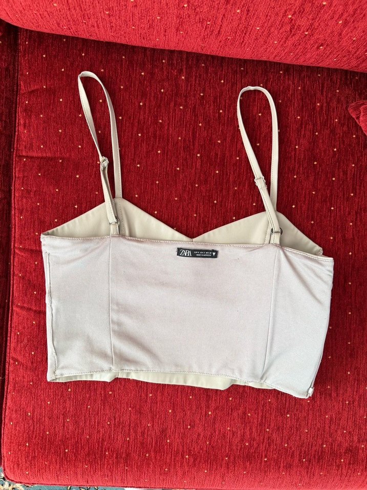 ZARA Deri Crop/Büstiyer - Görsel 3