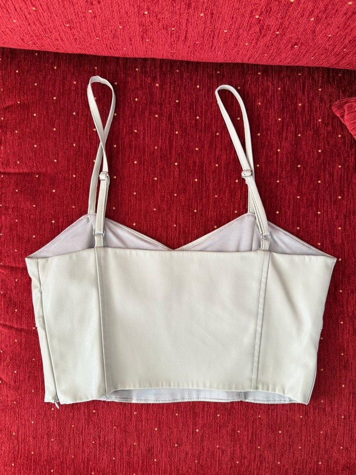 ZARA Deri Crop/Büstiyer - Görsel 4