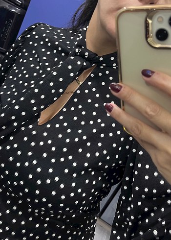 Zara Puantiyeli Bağlamalı Şık Bluz - Görsel 6