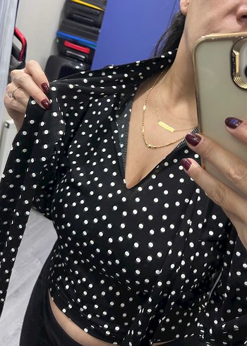 Zara Puantiyeli Bağlamalı Şık Bluz - Görsel 7