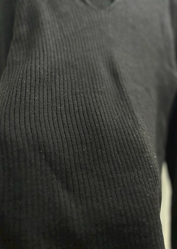 Defacto Siyah V Yaka İnce Örgü Kadın Kazak - Görsel 5