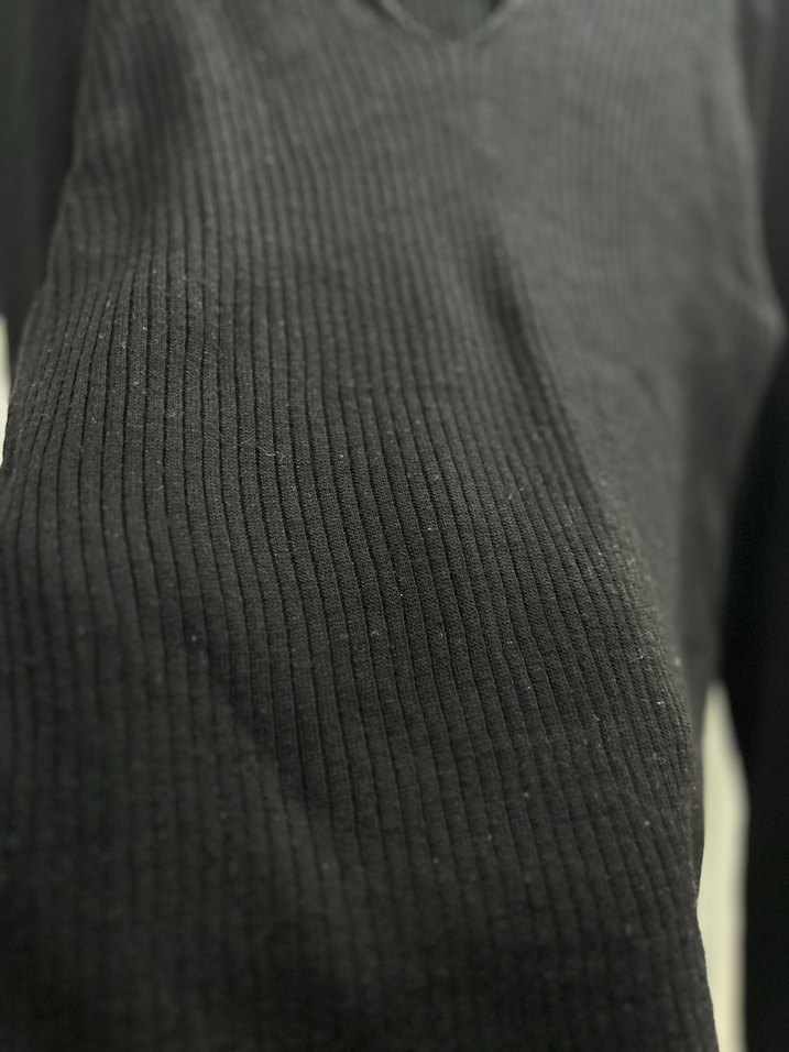 Defacto Siyah V Yaka İnce Örgü Kadın Kazak - Görsel 5