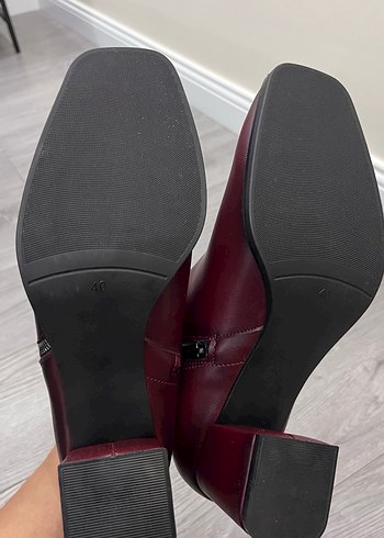 Bordo Deri Fermuarlı Kadın Bot - Görsel 5
