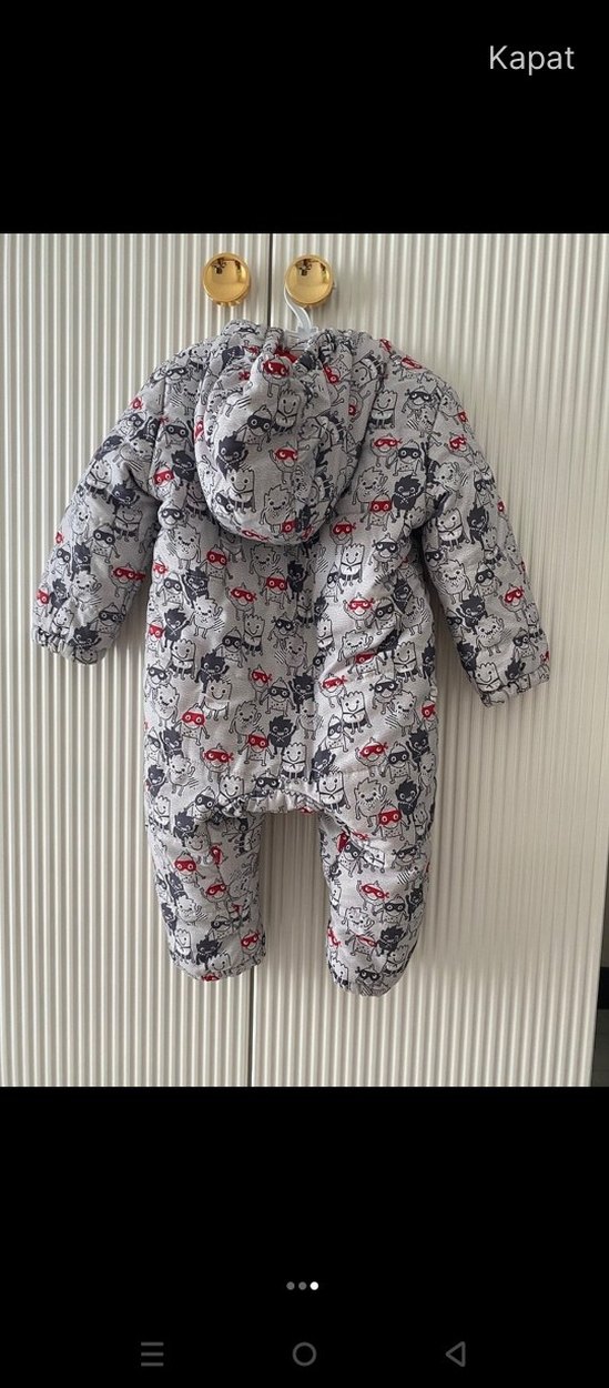 Gri Baskılı Bebek Erkek Tulumu - Görsel 4