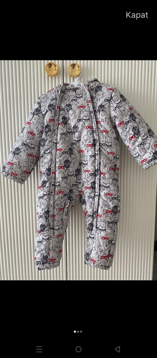 Gri Baskılı Bebek Erkek Tulumu - Görsel 3