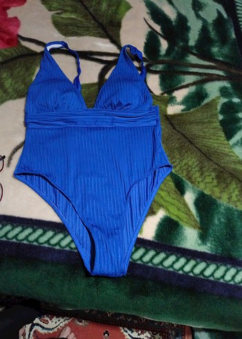 Koyu Mavi Drapeli İnce Askılı Mayo - Görsel 4