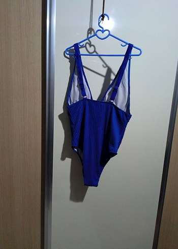 Koyu Mavi Drapeli İnce Askılı Mayo - Görsel 7