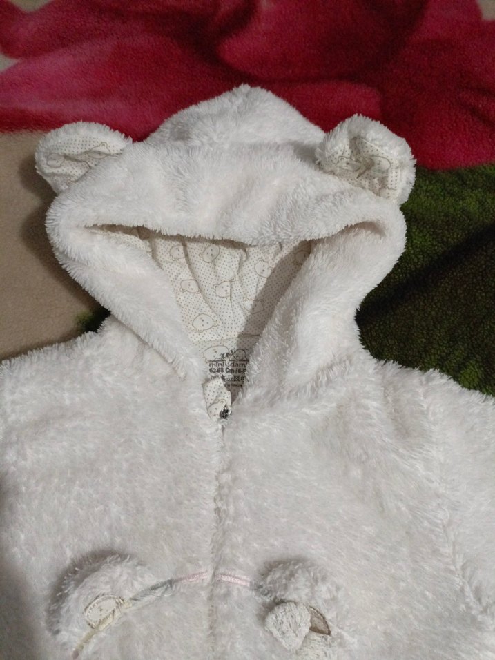 Kapüşonlu Beyaz Bebek Tulumu - Görsel 5