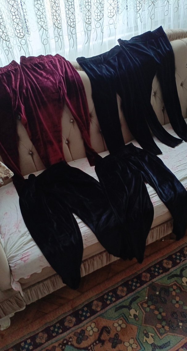 Bordo Kadife Kız Tayt - Görsel 3