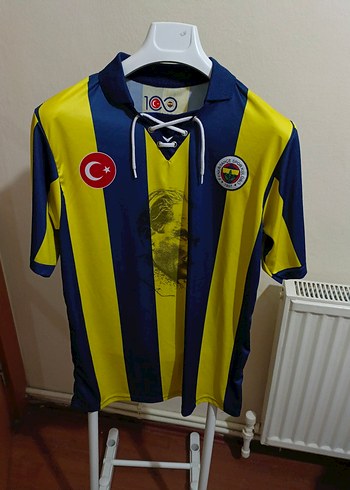 Erkek Sarı Lacivert Çizgili Kısa Kollu Spor Forma