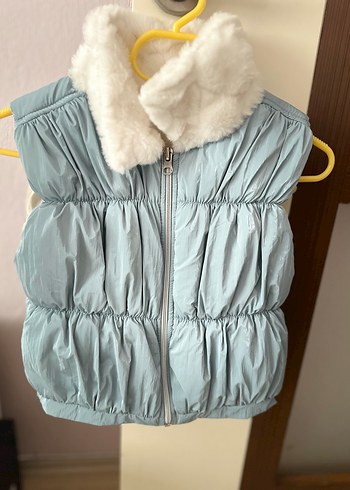 Gri Peluş Detaylı Kısa Kız çocuk Yelek - Görsel 2