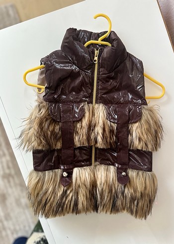 Kürk Detaylı Kahverengi Kız çocuk Yelek - Görsel 2