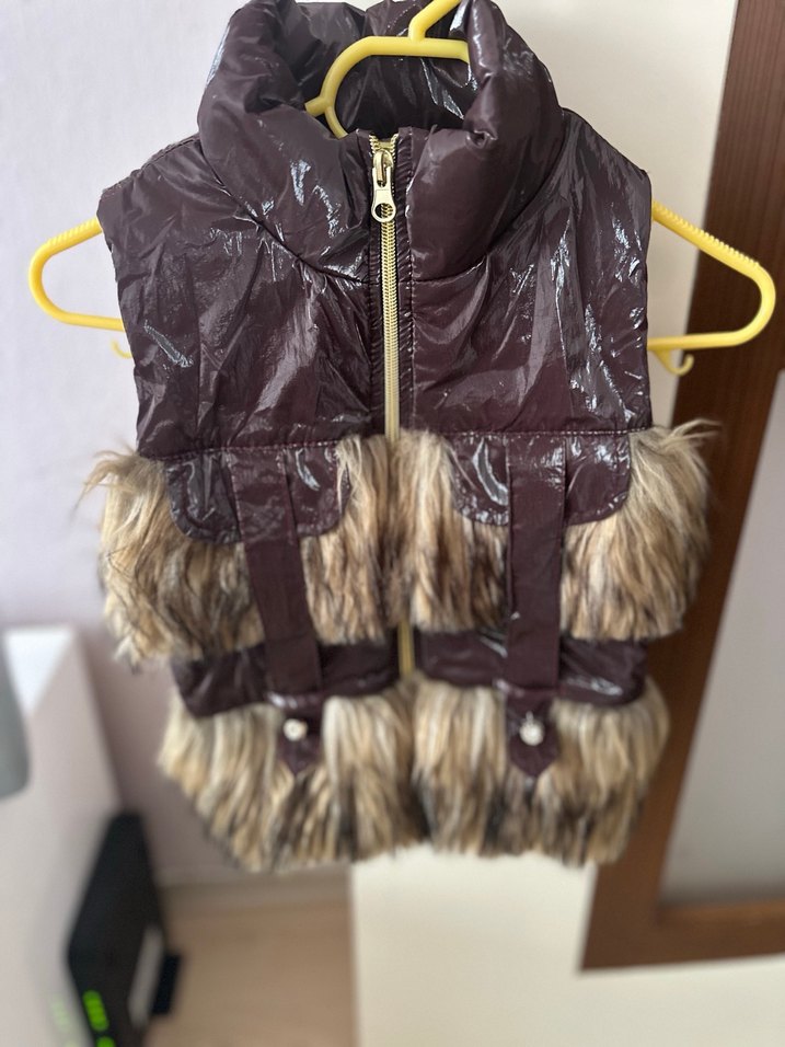 Kürk Detaylı Kahverengi Kız çocuk Yelek - Görsel 3