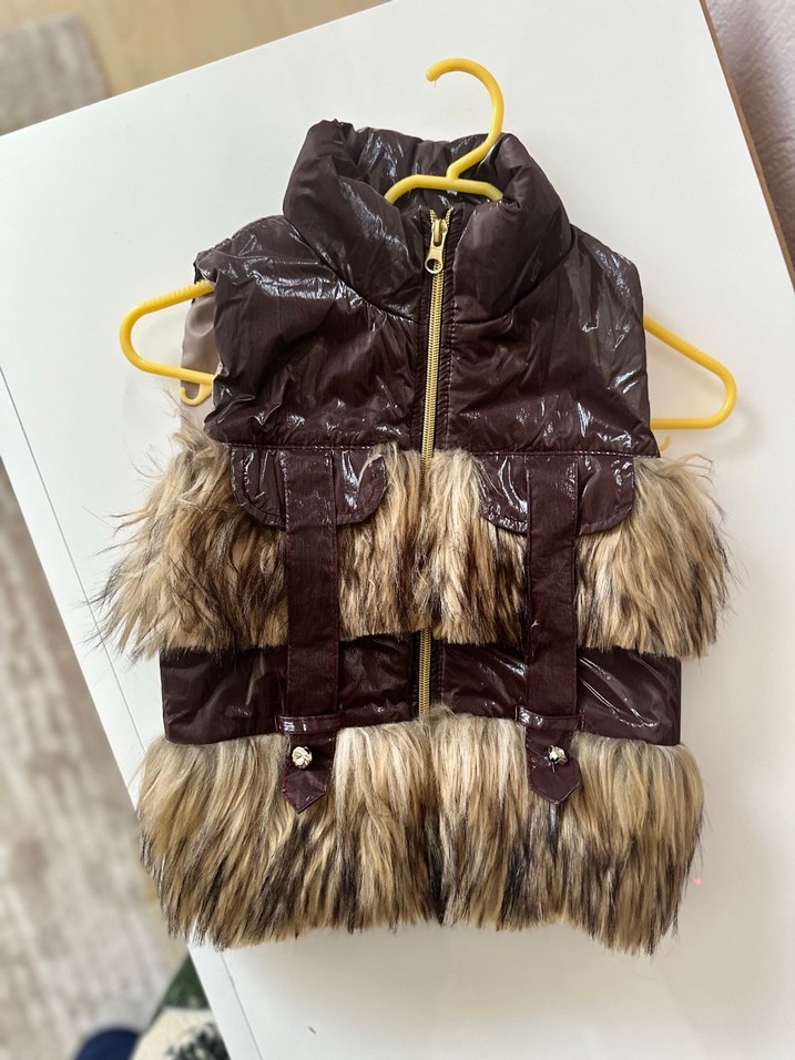 Kürk Detaylı Kahverengi Kız çocuk Yelek - Görsel 2