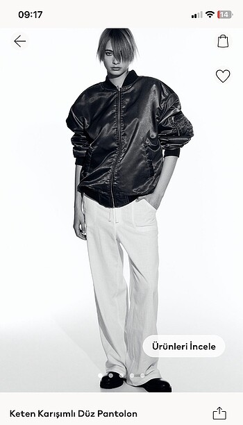 H&M beyaz keten pantolon