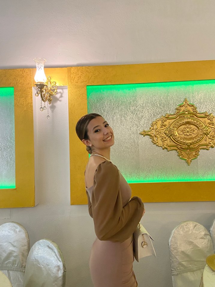 Uzun Kollu Drapeli Midi Elbise - Görsel 2