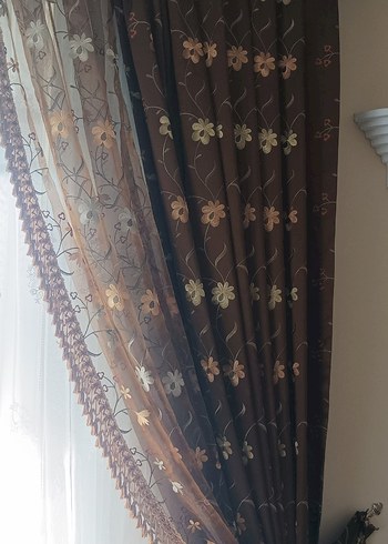 Fon perde 2 adet nakışlı - Görsel 4