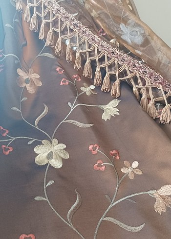 Fon perde 2 adet nakışlı - Görsel 6