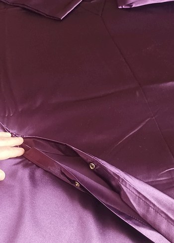 Saten nevresim takımı mor çift kişilik - Görsel 3