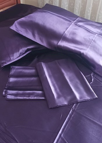 Saten nevresim takımı mor çift kişilik - Görsel 5