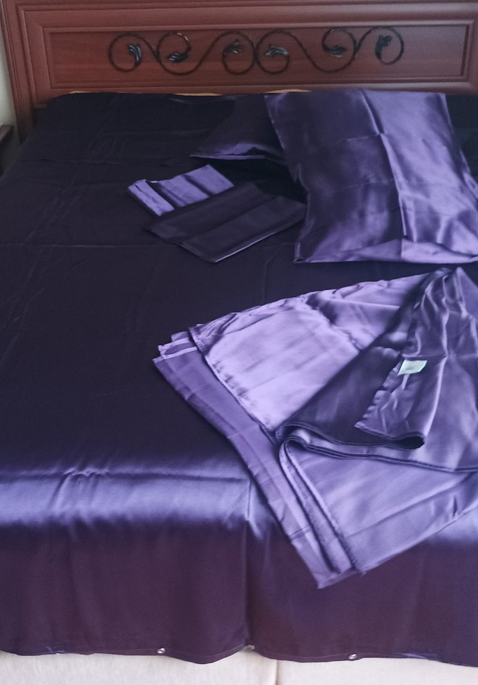 Saten nevresim takımı mor çift kişilik - Görsel 2