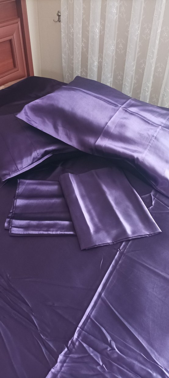 Saten nevresim takımı mor çift kişilik - Görsel 5