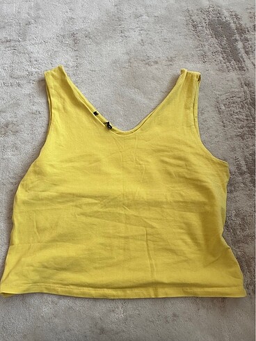 xl Beden Sarı Kolsuz Crop Tshirt