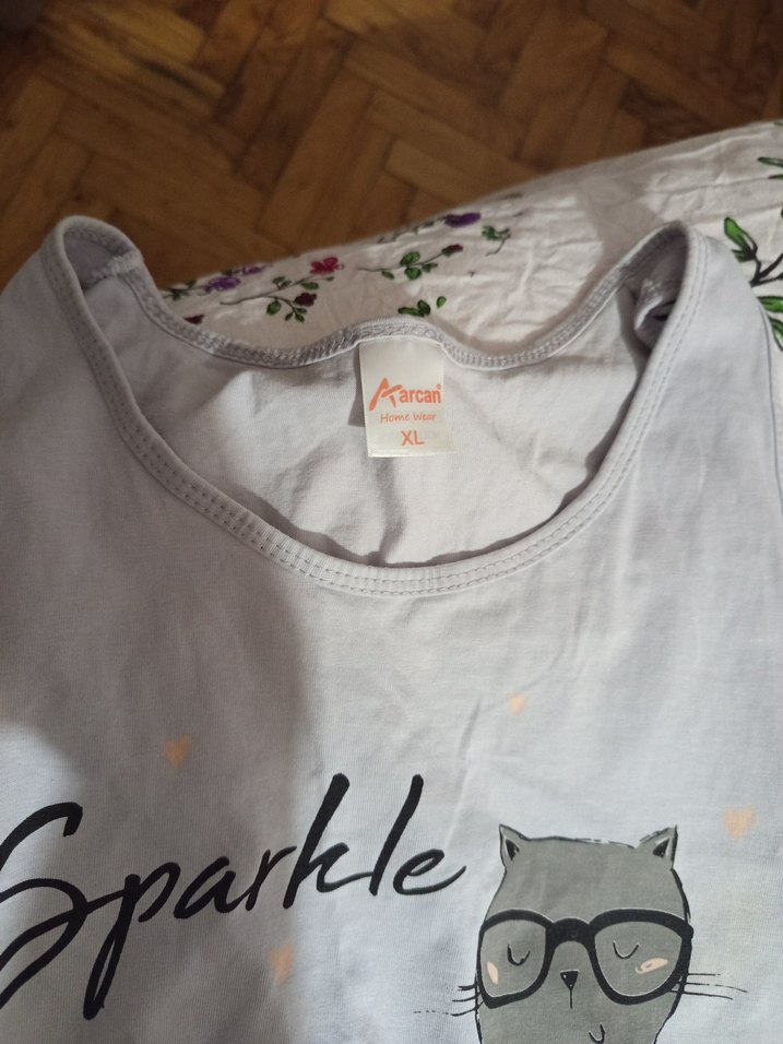 Gri Baskılı Askısız Kadın Pijama Takımı - Görsel 3