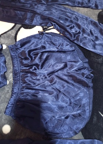 Gelin Kadın Saten Gecelik Takımı - Lacivert - Görsel 5