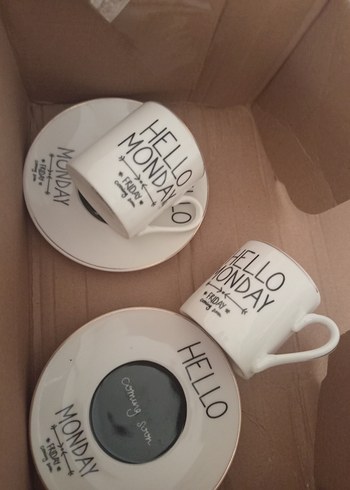 Hello Monday Yazılı Kahve Fincanı Seti - Görsel 3