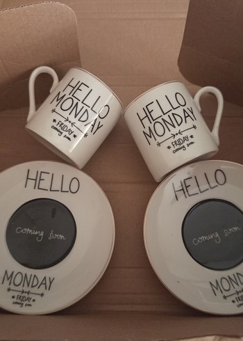 Hello Monday Yazılı Kahve Fincanı Seti - Görsel 2