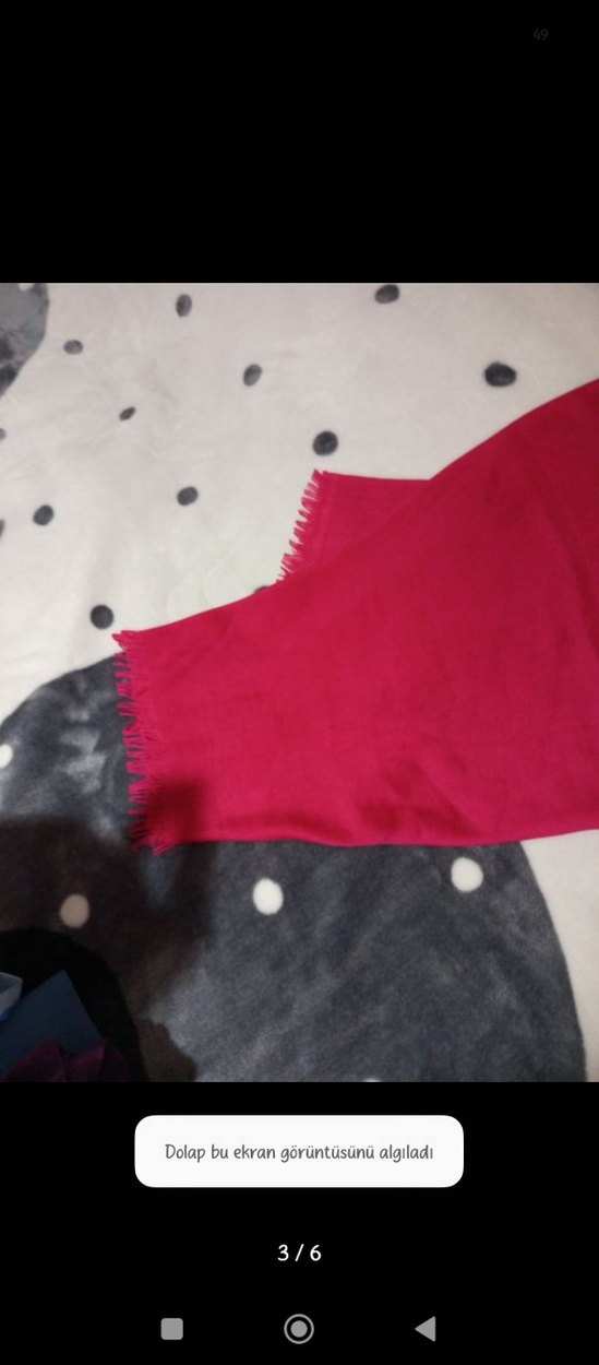 Kadın Pembe fuşya Fırfırlı Fular şal eşarp - Görsel 3