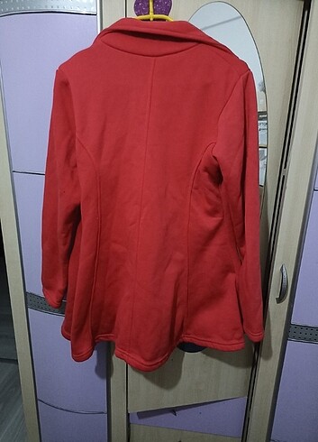 Belden dar içi polar trençkot tarzında kazak ceket  - Görsel 2