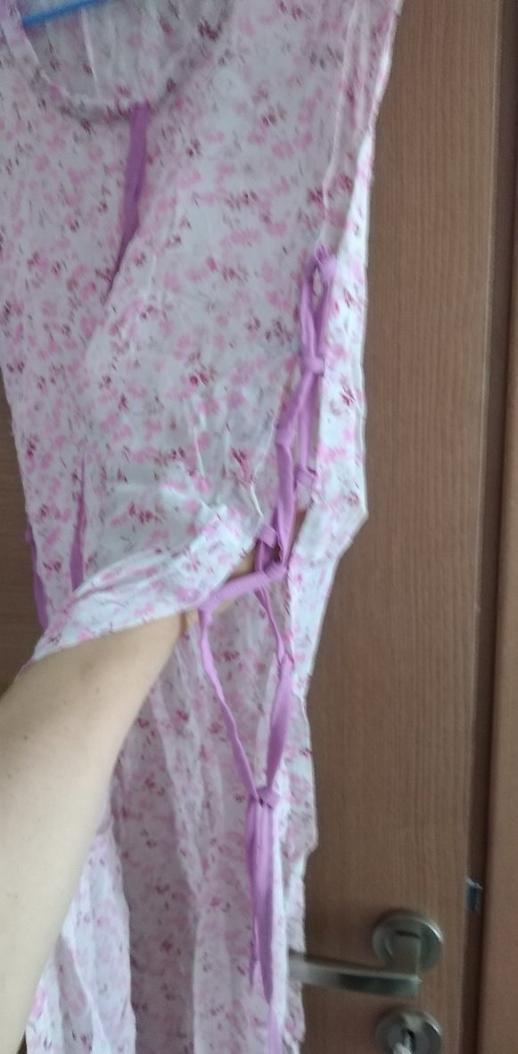 Pembeli morlu plaj, havuz kıyafeti. Yırtmaçlı ve yanlardan bağcı - Görsel 2