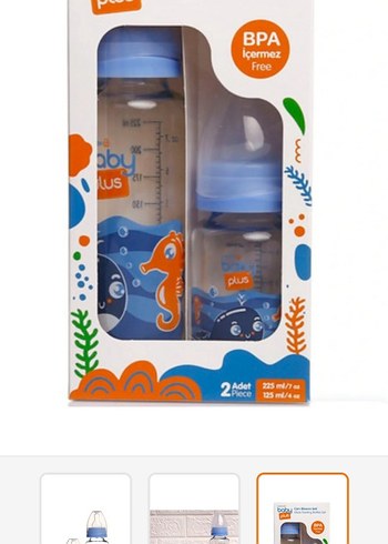 Baby Plus 2'li Mavi Cam Biberon Seti - Görsel 2