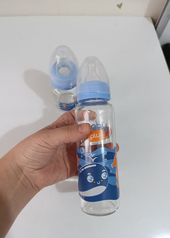 Baby Plus 2'li Mavi Cam Biberon Seti - Görsel 5