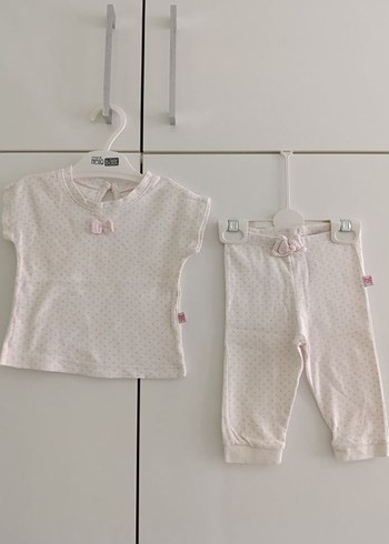 Kız Bebek Kısa Kollu Puantiyeli Takım