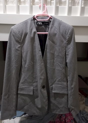 Gri Kadın Blazer Ceket - Düğmeli, Normal Boy