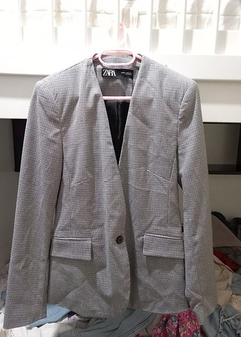 Zara Gri Kadın Blazer Ceket - Düğmeli, Normal Boy