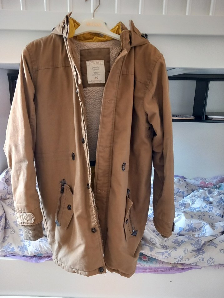 Bej Erkek Çocuk Düğmeli Kaban - Görsel 2