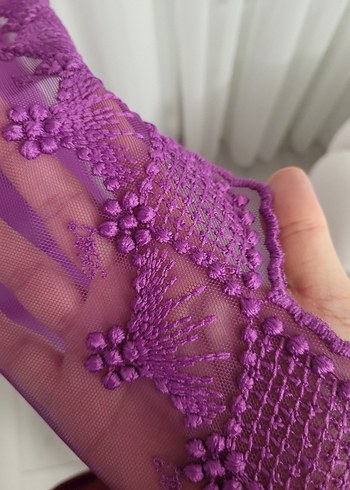 Mor Bağlamalı Tül Perde - Görsel 3