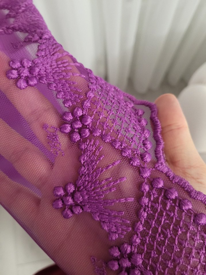 Mor Bağlamalı Tül Perde - Görsel 3