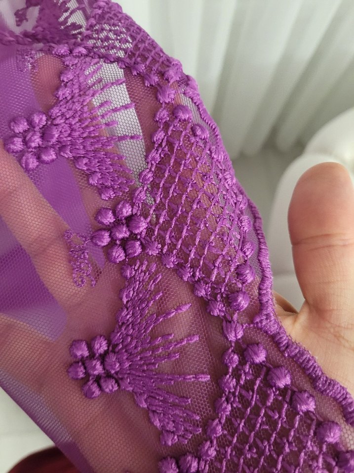 Mor Bağlamalı Tül Perde - Görsel 4